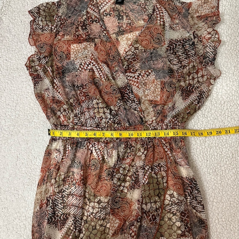 NWOT Chic High Low Wrap Dress in Orange and Brown - Picture 11 of 11